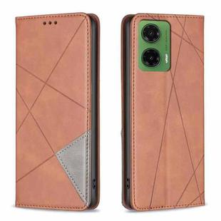 For Motorola Moto G35 Rhombus Texture Magnetic Leather Phone Case(Brown)