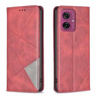 For Motorola Moto G55 Rhombus Texture Magnetic Leather Phone Case(Red)