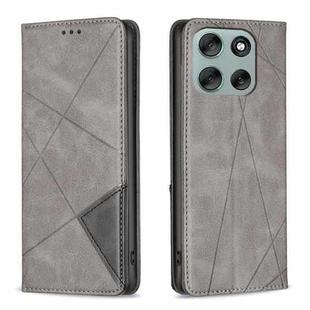 For Motorola Moto G56 5G Rhombus Texture Magnetic Leather Phone Case(Grey)