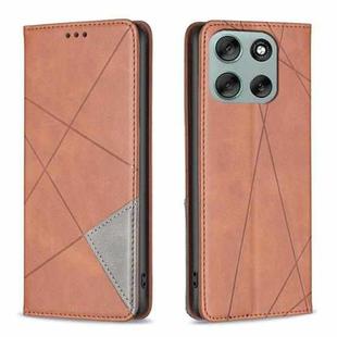 For Motorola Moto G56 5G Rhombus Texture Magnetic Leather Phone Case(Brown)