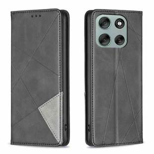 For Motorola Moto G56 5G Rhombus Texture Magnetic Leather Phone Case(Black)