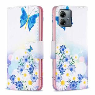 For Motorola Moto G14 4G Colored Drawing Pattern Leather Phone Case(Butterfly Love)