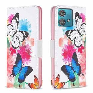 For Motorola Edge 40 Neo Colored Drawing Pattern Leather Phone Case(Butterflies)