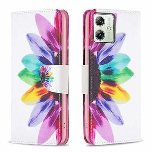 For Motorola Moto G54 5G EU Edition Colored Drawing Pattern Leather Phone Case(Sun Flower)