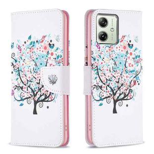 For Motorola Moto G54 5G EU Edition Colored Drawing Pattern Leather Phone Case(Tree)