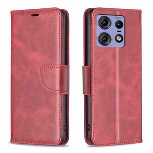 For Motorola Edge 50 Pro 5G Lambskin Texture Pure Color Flip Leather Phone Case(Red)