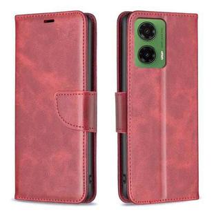 For Motorola Moto G35 Lambskin Texture Pure Color Flip Leather Phone Case(Red)