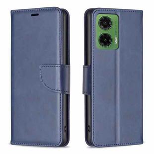 For Motorola Moto G35 Lambskin Texture Pure Color Flip Leather Phone Case(Blue)