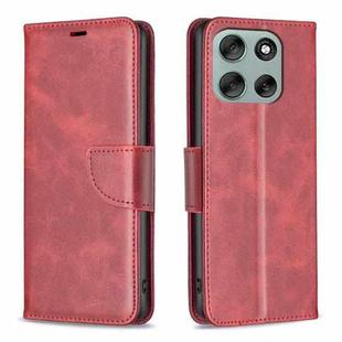 For Motorola Moto G56 5G Lambskin Texture Pure Color Flip Leather Phone Case(Red)