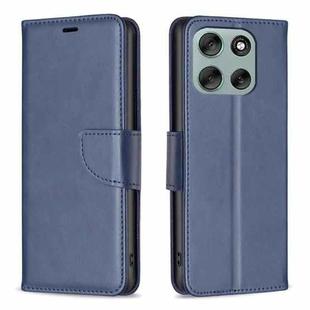 For Motorola Moto G56 5G Lambskin Texture Pure Color Flip Leather Phone Case(Blue)