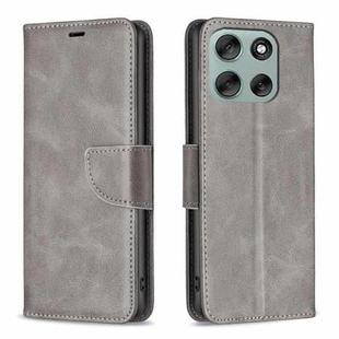 For Motorola Moto G56 5G Lambskin Texture Pure Color Flip Leather Phone Case(Grey)
