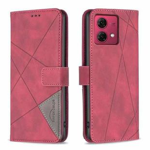 For Motorola Moto G84 5G Magnetic Buckle Rhombus Texture Leather Phone Case(Red)