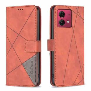 For Motorola Moto G84 5G Magnetic Buckle Rhombus Texture Leather Phone Case(Brown)