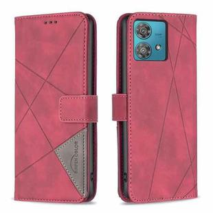 For Motorola Edge 40 Neo Magnetic Buckle Rhombus Texture Leather Phone Case(Red)