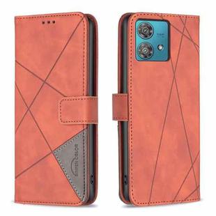 For Motorola Edge 40 Neo Magnetic Buckle Rhombus Texture Leather Phone Case(Brown)