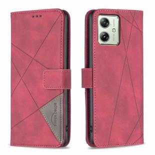 For Motorola Moto G54 5G EU Edition Magnetic Buckle Rhombus Texture Leather Phone Case(Red)