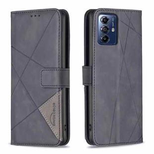 For Motorola Moto G Play 2024 Magnetic Buckle Rhombus Texture Leather Phone Case(Black)