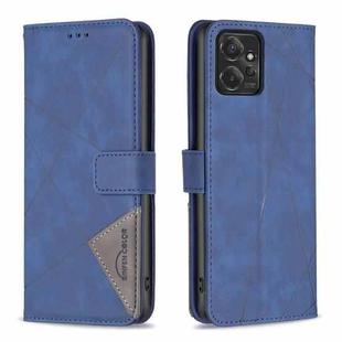 For Motorola Moto G Power 5G 2024 Magnetic Buckle Rhombus Texture Leather Phone Case(Blue)