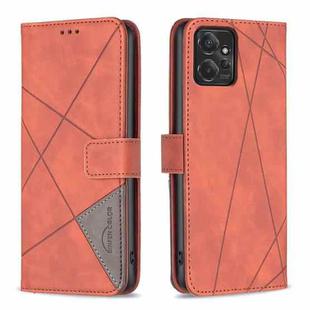 For Motorola Moto G Power 5G 2024 Magnetic Buckle Rhombus Texture Leather Phone Case(Brown)