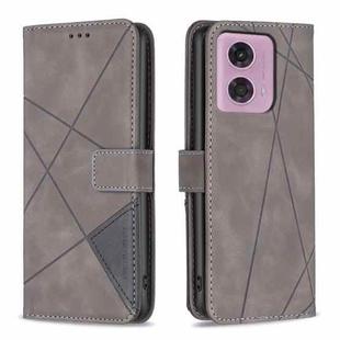 For Motorola Moto G34 5G Magnetic Buckle Rhombus Texture Leather Phone Case(Grey)