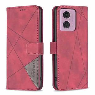 For Motorola Moto G24 / E14 / G04 Magnetic Buckle Rhombus Texture Leather Phone Case(Red)