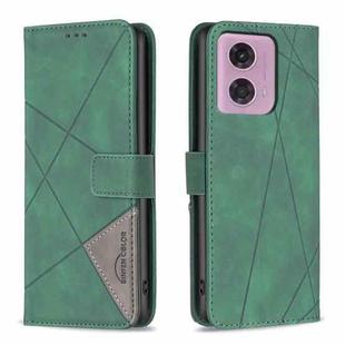 For Motorola Moto G24 / E14 / G04 Magnetic Buckle Rhombus Texture Leather Phone Case(Green)