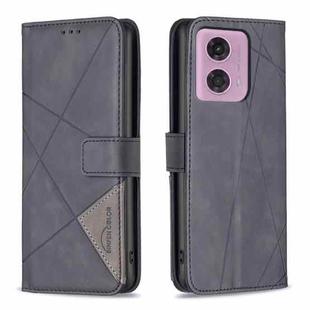 For Motorola Moto G24 / E14 / G04 Magnetic Buckle Rhombus Texture Leather Phone Case(Black)