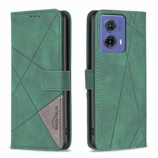 For Motorola Moto G85 Magnetic Buckle Rhombus Texture Leather Phone Case(Green)