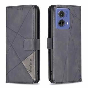 For Motorola Moto G85 Magnetic Buckle Rhombus Texture Leather Phone Case(Black)