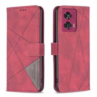 For Motorola Edge 50 Fusion Magnetic Buckle Rhombus Texture Leather Phone Case(Red)