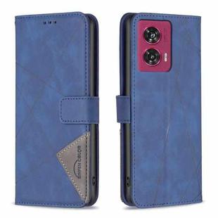 For Motorola Edge 50 Fusion Magnetic Buckle Rhombus Texture Leather Phone Case(Blue)