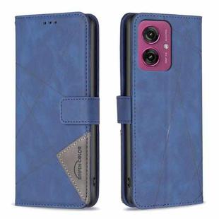 For Motorola Moto G55 Magnetic Buckle Rhombus Texture Leather Phone Case(Blue)