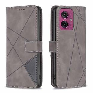 For Motorola Moto G55 Magnetic Buckle Rhombus Texture Leather Phone Case(Grey)