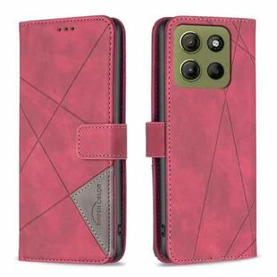 For Motorola Moto G15 Magnetic Buckle Rhombus Texture Leather Phone Case(Red)