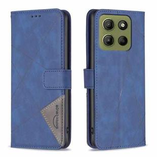 For Motorola Moto G15 Magnetic Buckle Rhombus Texture Leather Phone Case(Blue)