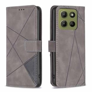 For Motorola Moto G15 Magnetic Buckle Rhombus Texture Leather Phone Case(Grey)