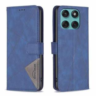 For Motorola Edge 60 Fusion Magnetic Buckle Rhombus Texture Leather Phone Case(Blue)