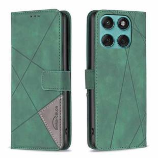 For Motorola Edge 60 Fusion Magnetic Buckle Rhombus Texture Leather Phone Case(Green)