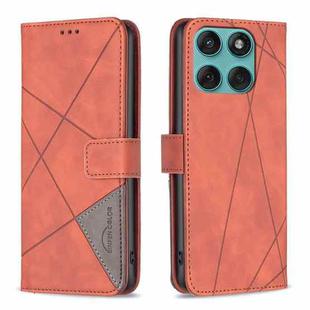 For Motorola Edge 60 Fusion Magnetic Buckle Rhombus Texture Leather Phone Case(Brown)