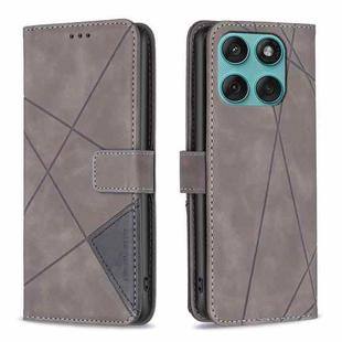 For Motorola Edge 60 Fusion Magnetic Buckle Rhombus Texture Leather Phone Case(Grey)