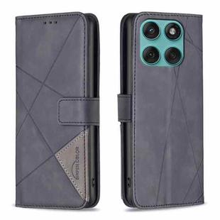 For Motorola Edge 60 Fusion Magnetic Buckle Rhombus Texture Leather Phone Case(Black)