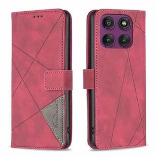 For Motorola Edge 60 Pro Magnetic Buckle Rhombus Texture Leather Phone Case(Red)
