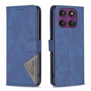 For Motorola Edge 60 Pro Magnetic Buckle Rhombus Texture Leather Phone Case(Blue)