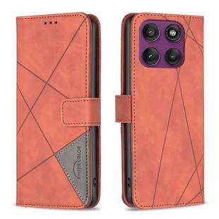 For Motorola Edge 60 Pro Magnetic Buckle Rhombus Texture Leather Phone Case(Brown)