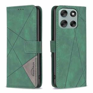 For Motorola Moto G56 5G Magnetic Buckle Rhombus Texture Leather Phone Case(Green)