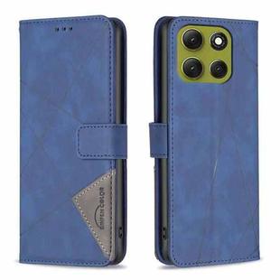 For Motorola Moto G86 5G Magnetic Buckle Rhombus Texture Leather Phone Case(Blue)
