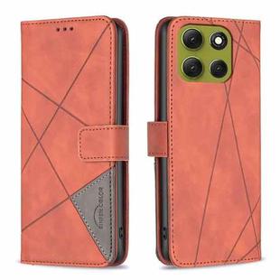 For Motorola Moto G86 5G Magnetic Buckle Rhombus Texture Leather Phone Case(Brown)