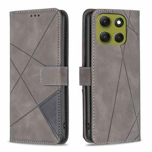 For Motorola Moto G86 5G Magnetic Buckle Rhombus Texture Leather Phone Case(Grey)