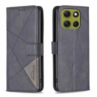 For Motorola Moto G86 5G Magnetic Buckle Rhombus Texture Leather Phone Case(Black)