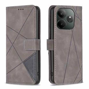 For Realme GT 6 / GT 6T Magnetic Buckle Rhombus Texture Leather Phone Case(Grey)